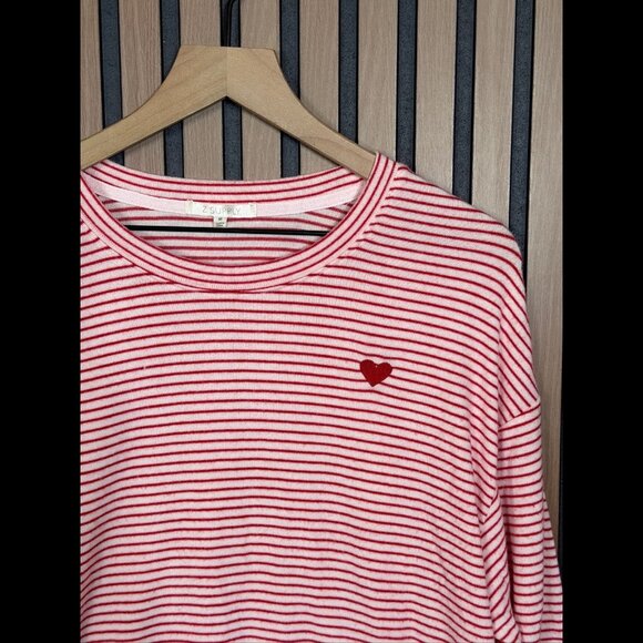 Z Supply Top Medium Womens Peppermint Stripe Long Sleeve Stretch Tee - Picture 6 of 9